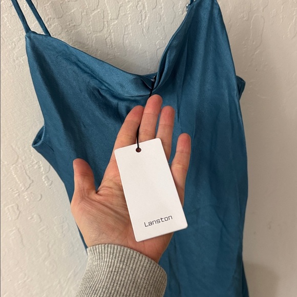 Revolve Lanston Blue XS Cowl Neck Slip Dress NWT - Picture 3 of 6